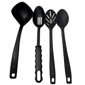 Farberware Calphalon Kitchen Utensil‎ Set 4pc Black Nylon Ladle Slotted Spoons
